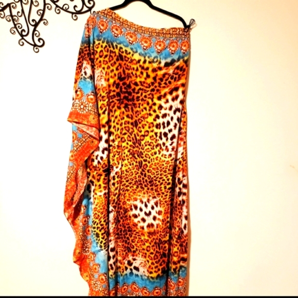 *LAST ONE* JSQUAD by MANISH VAID Leopard Print SILKY Kaftan XL NWT - Picture 8 of 8